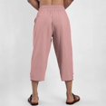 thumbnail image 4 of WTOBBY Men's Cotton Linen Beach Capri Pants, Casual Split Hem Solid Color for Vacation Comfort Daily Wear ,Pink 3XL, 4 of 5