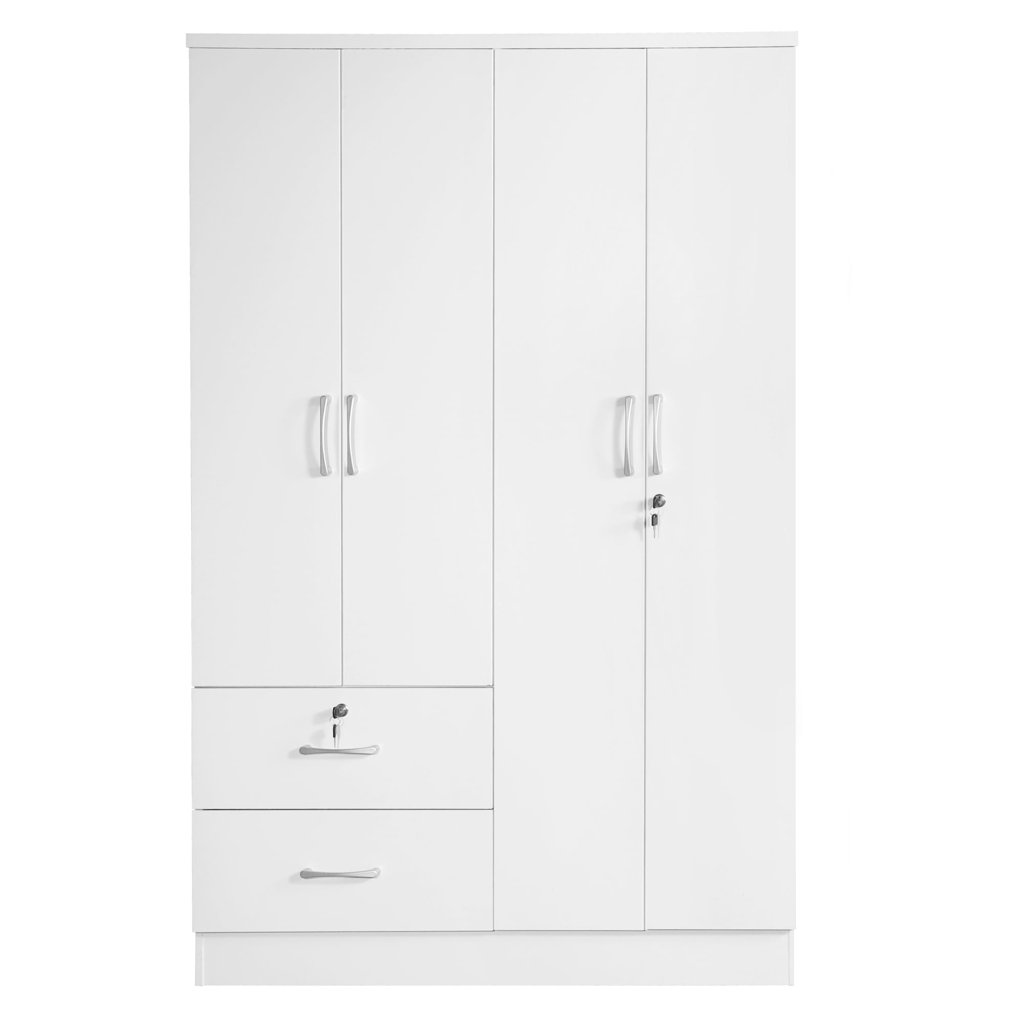 Better Home Products Luna Modern Wood 4 Doors 2 Drawers Armoire in White