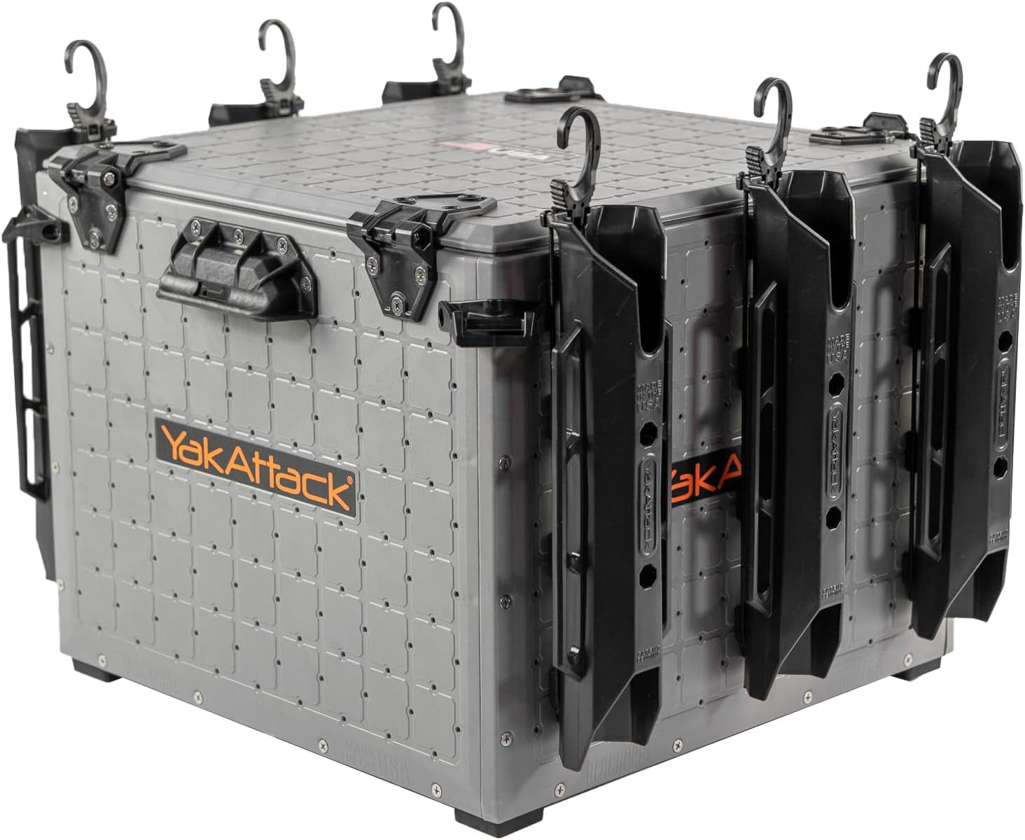 YakAttack BlackPak Pro 16" x 16" Fishing Crate W/ 6 Rod Holders - Grey