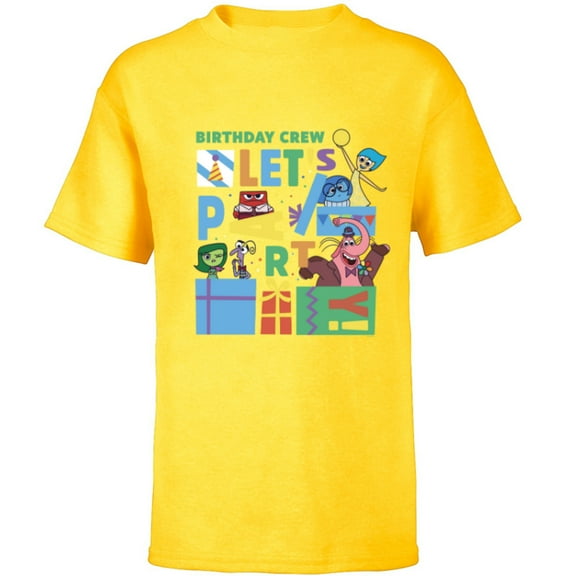 Disney and Pixar’s Inside Out Birthday Crew Let’s Party - Short Sleeve T-Shirt for Kids - Customized-Yellow