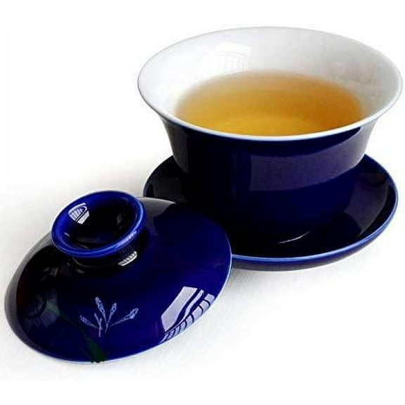 Gaiwan Teacup Porcelain tea cups Tureen Sancai Cover Bowl Lip Cup Saucer Chinese Tea Set (White)