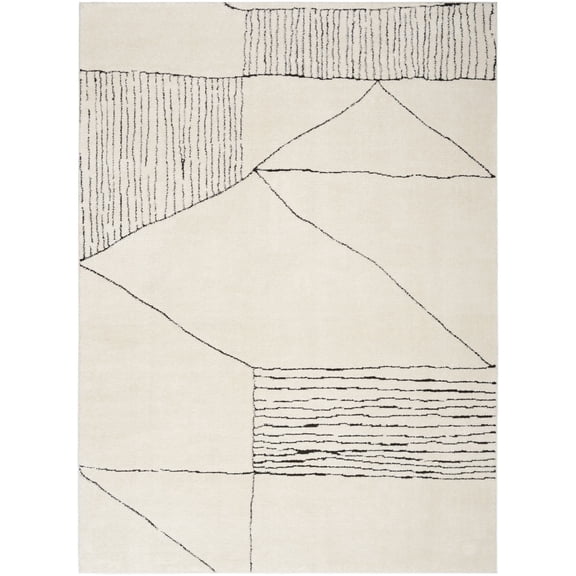 Nourison Cozy Modern Scandinavian Ivory Black 3'11" x 5'11" Area Rug (4x6)
