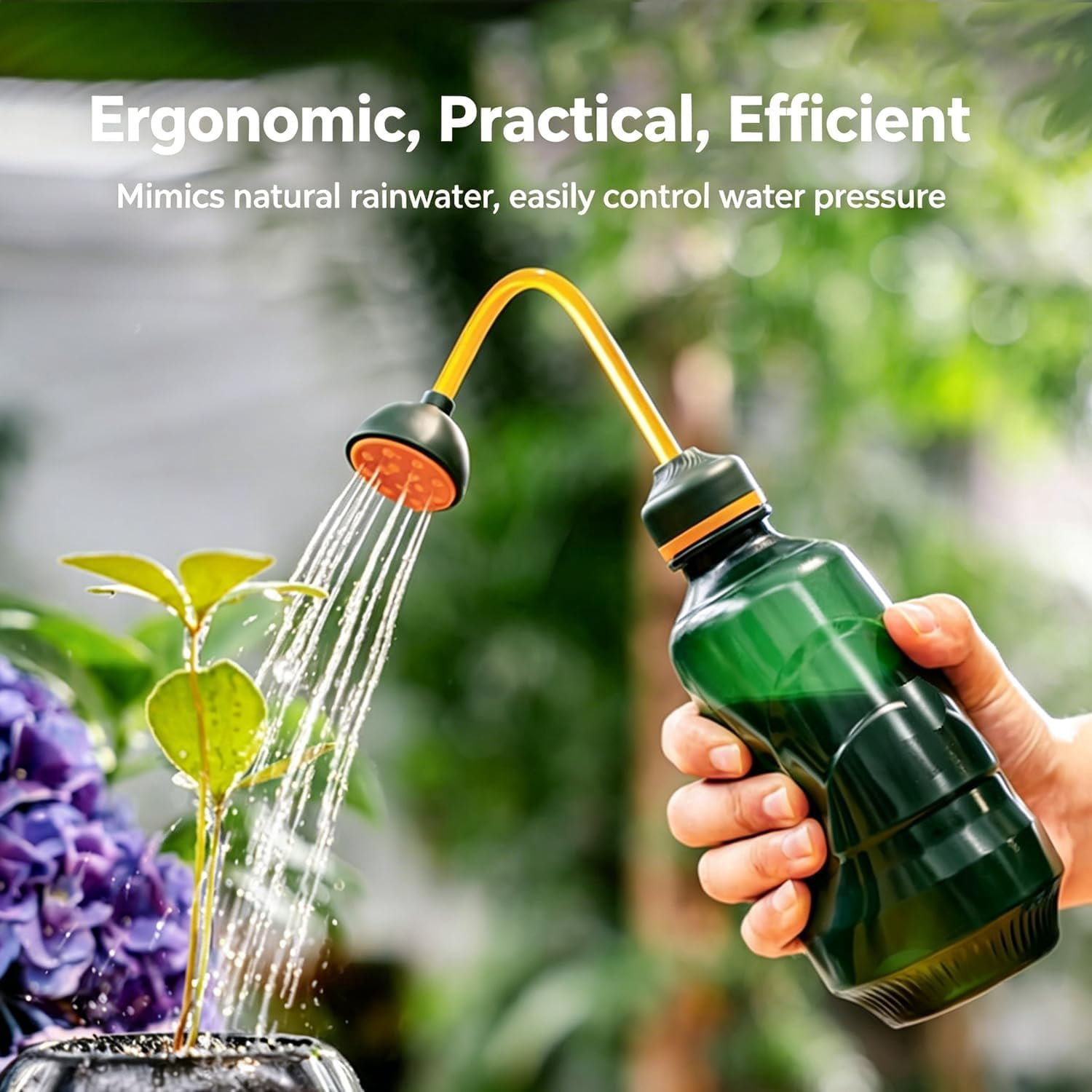 Watering Can for Seedlings, Small House Plant Garden Flower 0.45L (Green)