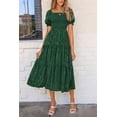 thumbnail image 4 of Vestido midi PRETTYGARDEN para mujer, verano 2025, floral, verde oscuro, 4 of 7