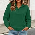 thumbnail image 2 of Vynhevius Women Mock Neck Sweatshirt Half Zip Long Sleeve Loose Casual Pullover Top With Pocket, 2 of 8