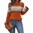 thumbnail image 3 of Blusas de Larga con Bloques de Color para Mujer, Conjuntos de Otoño, Suéteres de Invierno y Moda de Principios de Otoño. Naranja S, 3 of 9