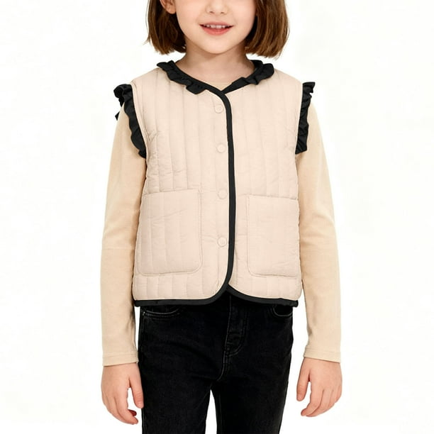 Cowsor Toddler Girls Boys Fleece Vest Kids V-Neck Vest Jacket Lightweight Sleevless Fall Winter Warm Outerwear