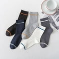 thumbnail image 4 of Lroveb Crew Socks for Men 1 Pairs Male Casual Striped Socks Solid Invisible Breathable Middle Tube Socks, 4 of 6