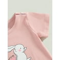 thumbnail image 6 of Bagilaanoe Newborn Baby Girl Easter Jumpsuit Bunny Print Short Sleeve Bodysuit 3M 6M 9M 12M Infant One Piece Romper, 6 of 9