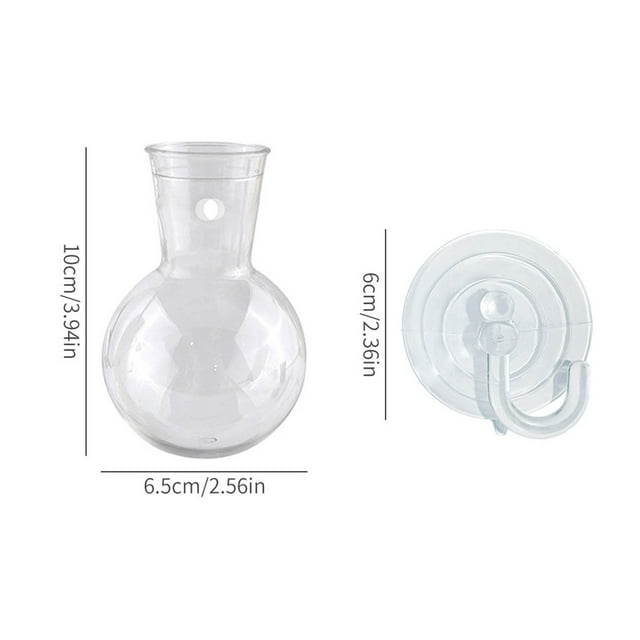 Transparent Hanging Vase Home Wall-mounted Fish Tank With Suction Cup Flower Arrangement Green Water Vase