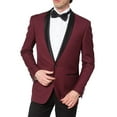 thumbnail image 2 of Adam Baker Men's Slim Fit One Button Satin Shawl Collar Tuxedo Suit Set - Colors, 2 of 5