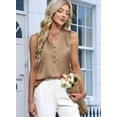 thumbnail image 6 of Womens Summer Sleeveless Silk Satin V Neck Business Casual Tank Tops Khaki L, 6 of 7