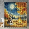 thumbnail image 2 of Hello Fall Basset Hound Enjoys Warm Campfire Autumn Night Bright Moon Shower Curtain Bassets Dog Breed Lovers Gifts Idea Waterproof Bathroom Bathtub Curtain - 01008, 2 of 5