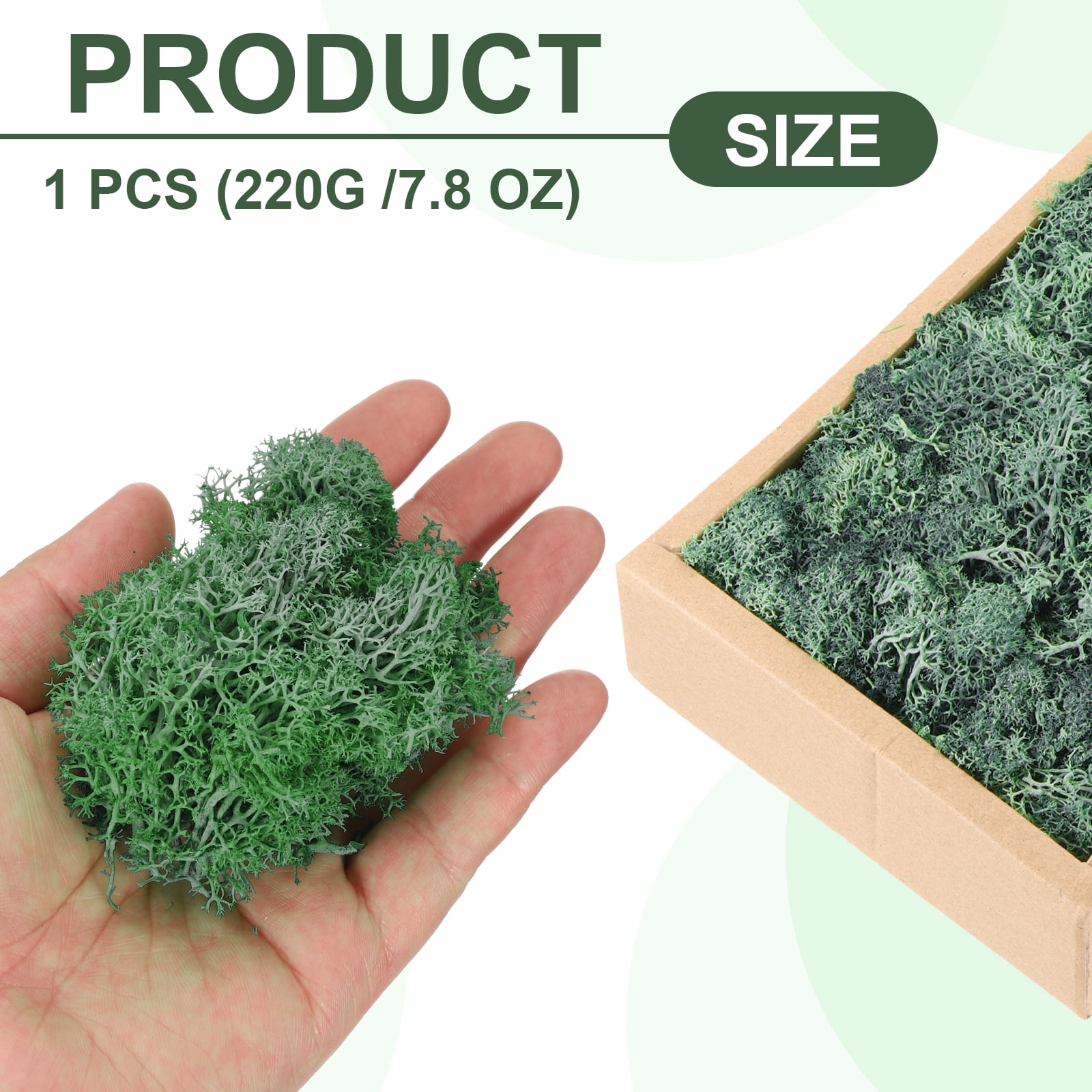 Uxcell 7.8oz Preserved Reindeer Moss Grass Green Decorative Artificial Fake Moss
