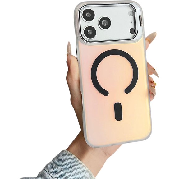 Cute Colorful Lens Bracket Magnetic Phone Case for iPhone, Compatible with (Black,iPhone 17 Pro Max)