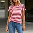 thumbnail image 3 of Otntypg Women's Striped Short Sleeve T-Shirt - Trendy Basic Athletic T-Shirts Loose Soft Crew Neck Casual Summer Tops for Work Weekend, 3 of 8