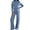 Blue, variant on Wenini Women's 2 Piece Tracksuit Set Long Sleeve Zip up Short Top with Wide Leg Pants Color Blocking Sportswear Outfit