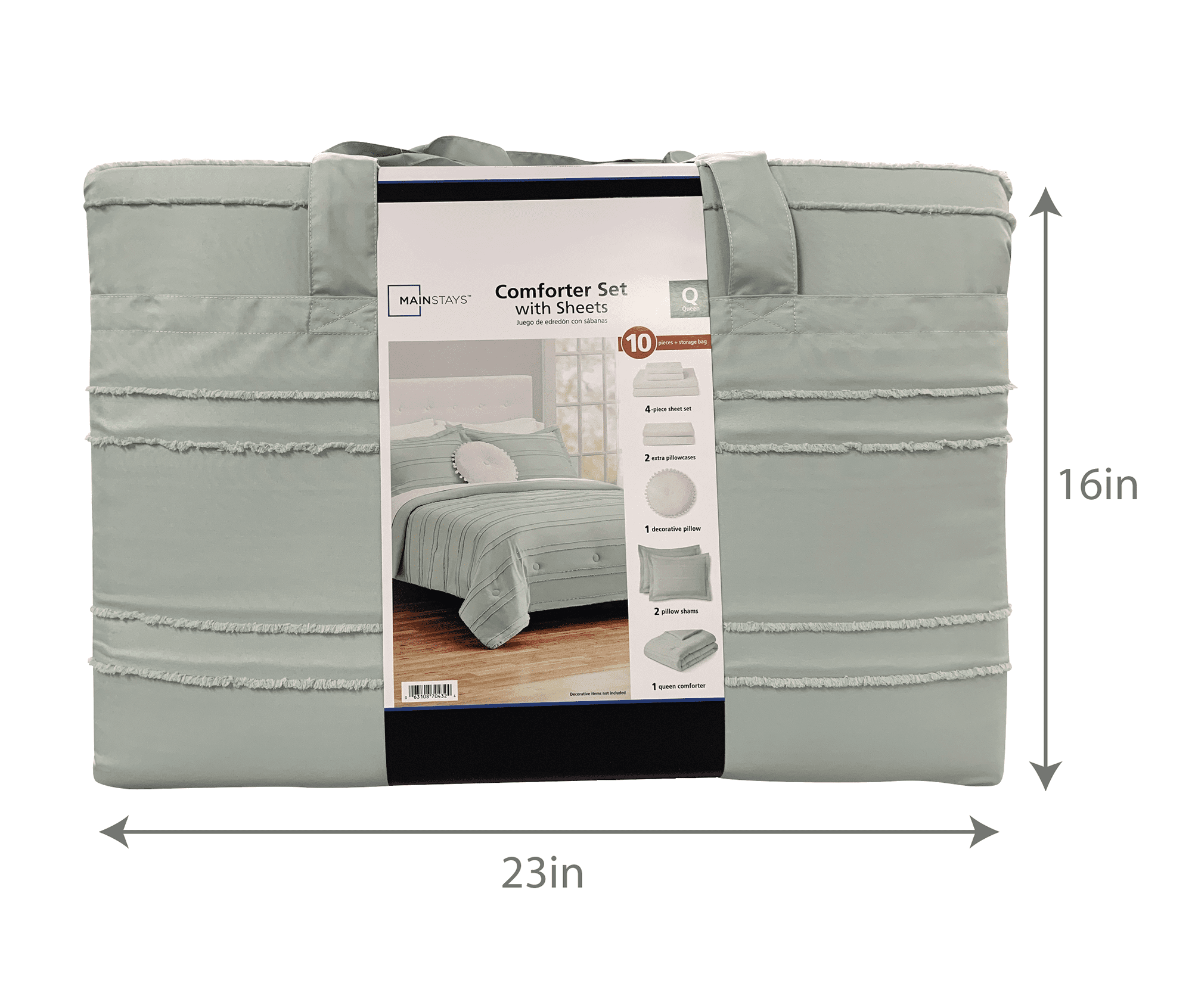 Mainstays Mint 10 Piece Bed in a Bag Comforter Set with Sheets, Full  (图4)