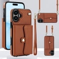 thumbnail image 1 of For Iphone 16 Plus Rfid Card Slot Phone Case With Long Lanyard(Brown),iPhone 14 Pro, 1 of 8