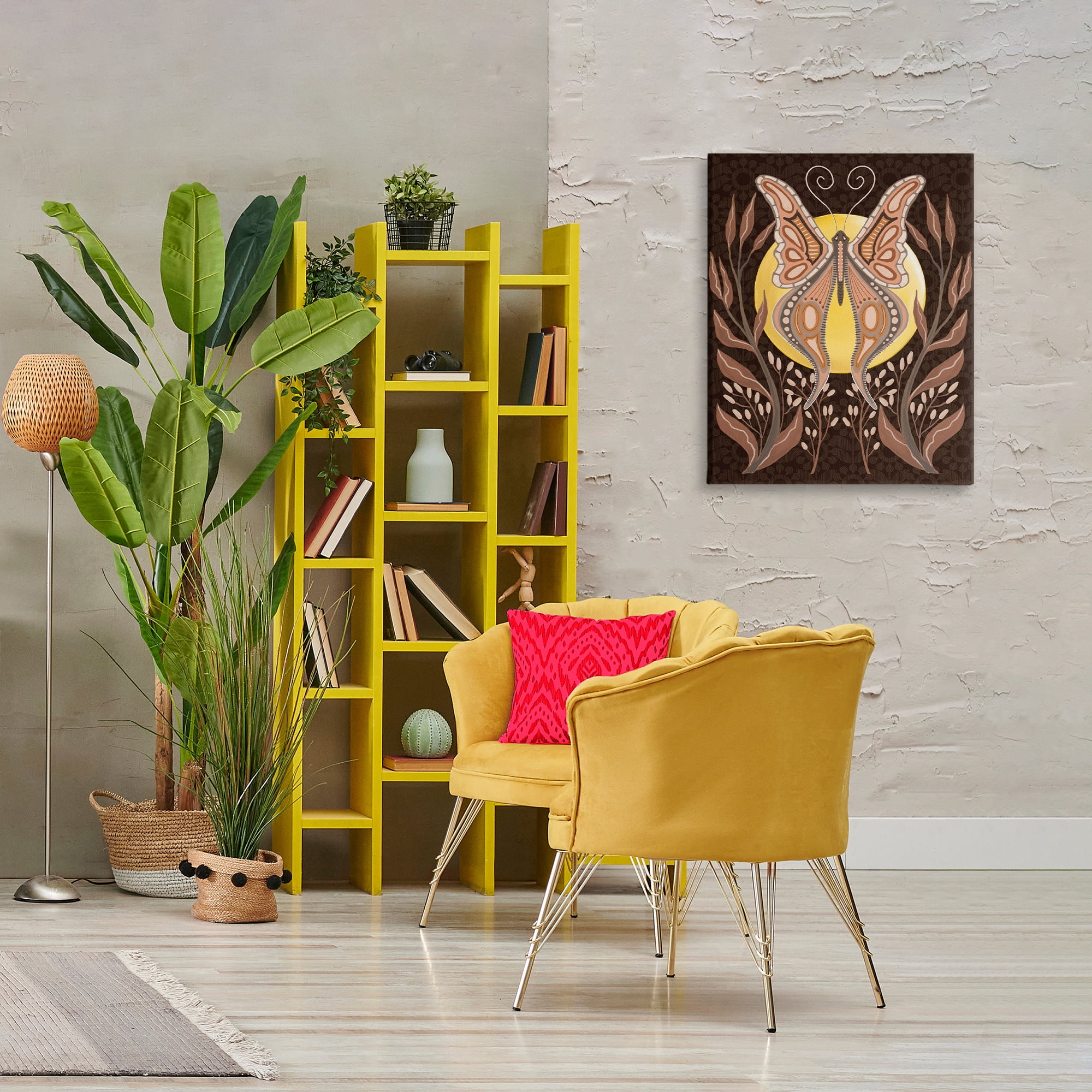 Stupell Industries Moth & Moon Botanicals Insects Painting Wrapped Canvas Art Print Wall Art, 24 x 30