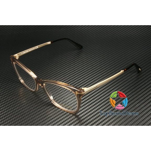 TOM FORD FT5353 045 Geometric Shiny Lt Brown Demo Lens 52 mm Women's Eyeglasses