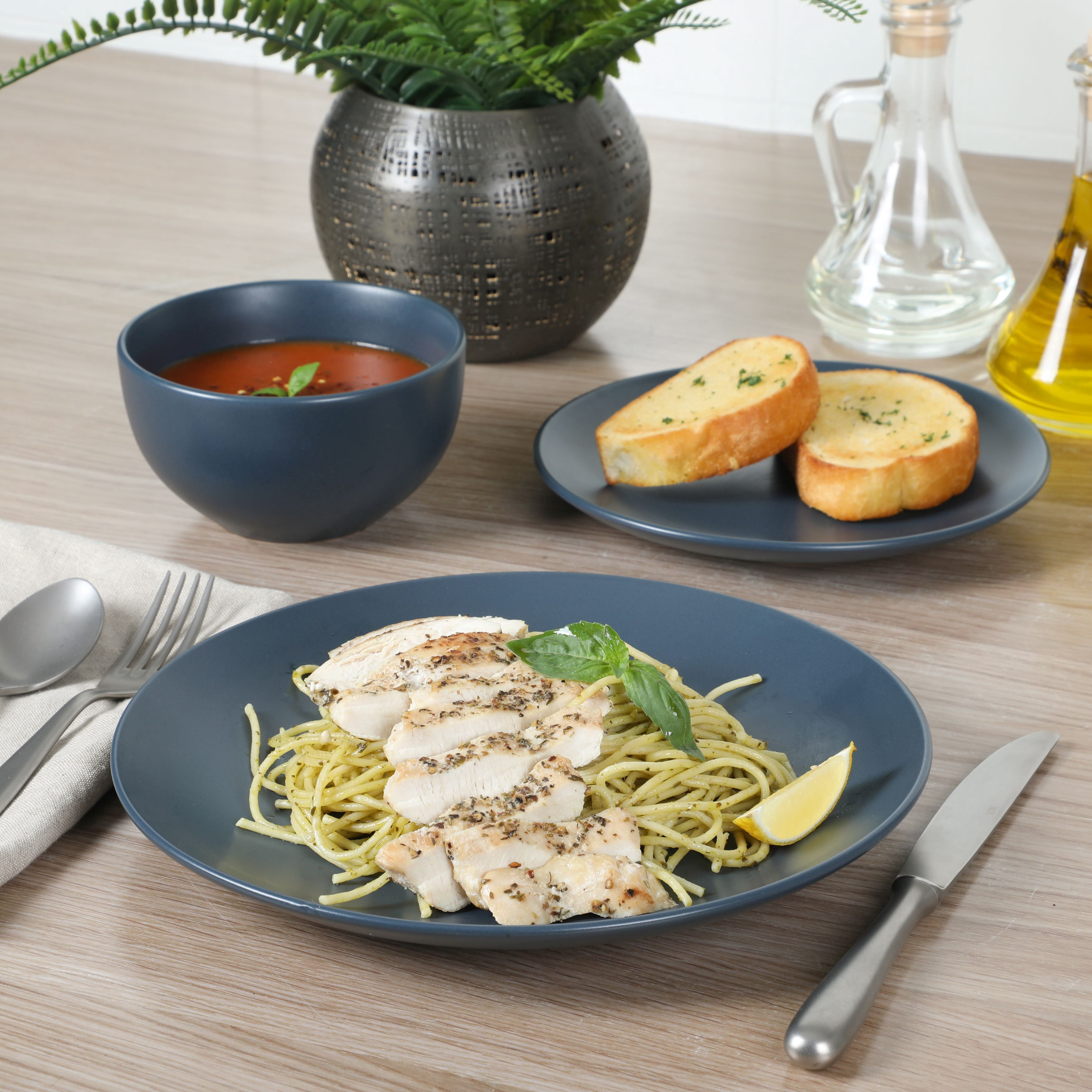 Gibson Home Queensland Blue 12-Piece Stoneware Dinnerware Set