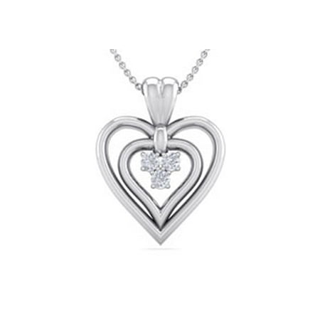 0.04 Carat Three Diamond Heart Necklace in 14 Karat White Gold 18 Inches