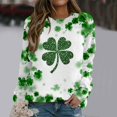 thumbnail image 2 of Plebaso Chandail en Molleton de la Saint-Patrick pour Femmes Imprimé Trèfle Col Rond Manches Longues Chandail P-5TG, 2 of 4