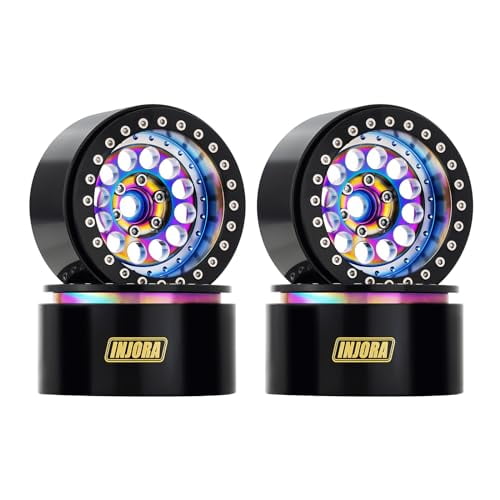 INJORA 224g Super Heavy Brass & Aluminum Deep Dish 2.2" Beadlock Wheel Rim for 1/10 RC Crawler Upgrade(W2257)
