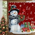 thumbnail image 2 of Winter Christmas Snowman Shower Curtain, Snowflake Xmas Shower Curtains Set for Bathroom, Holiday Winter Theme Fabric Decor Bath Curtain with Hooks, 70X72IN Red, 2 of 6