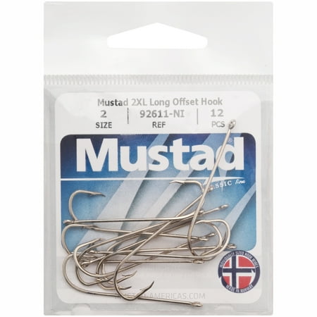 Mustad Classic Line Size 2XL Long Offset Hooks, 12 ct - Walmart.com