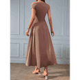 thumbnail image 6 of Women'S Summer 2025 Sleeveless Maxi Dress One Shoulder Casual Slim Swing Pleated Formal Dresses with Pockets Coffee Color XL, 6 of 8