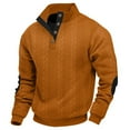 thumbnail image 2 of Mens Zip Up Hoodie Quarter Zip Hoodies Knit Jacquard Color Hoodless Sweatshirt Sweatshirt Men Coffee L, 2 of 7