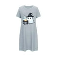 thumbnail image 2 of Cxenplz Nightgowns for Women Short Sleeve T Shirt Sleep Dress Comfy Round Neck Sleepshirt Sleepwear Halloween Print Lounge Pullovers Nightshirt on Clearance, 2 of 4
