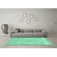 thumbnail image 3 of Ahgly Company Machine Washable Indoor Round Abstract Turquoise Blue Modern Area Rugs, 7' Round, 3 of 4