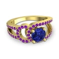 thumbnail image 3 of 2.50 Carat Round Cut Blue Sapphire & Amethyst Gemstone Beautiful Bridal Ring for her 18K Yellow Gold Size 6.5 by Diamond-Capitals, 3 of 8