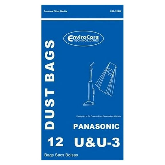 Package of 12 Replacement Panasonic U/U3/U6 Bags
