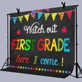 thumbnail image 3 of 7x5ft Welcome Back to School Backdrop Watch Out 1st Grade Here I Come First Day of School Background Welcome Back Classroom Party Decorations Banner Photo Booth Props, 3 of 3
