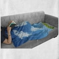 thumbnail image 6 of World Map Soft Flannel Fleece Throw Blanket, Graphic Design of Shaped Clouds in the Sky with Colors Nature Art Print, Cozy Plush for Indoor and Outdoor Use, 60" x 80", Blue Green White, by Ambesonne, 6 of 6