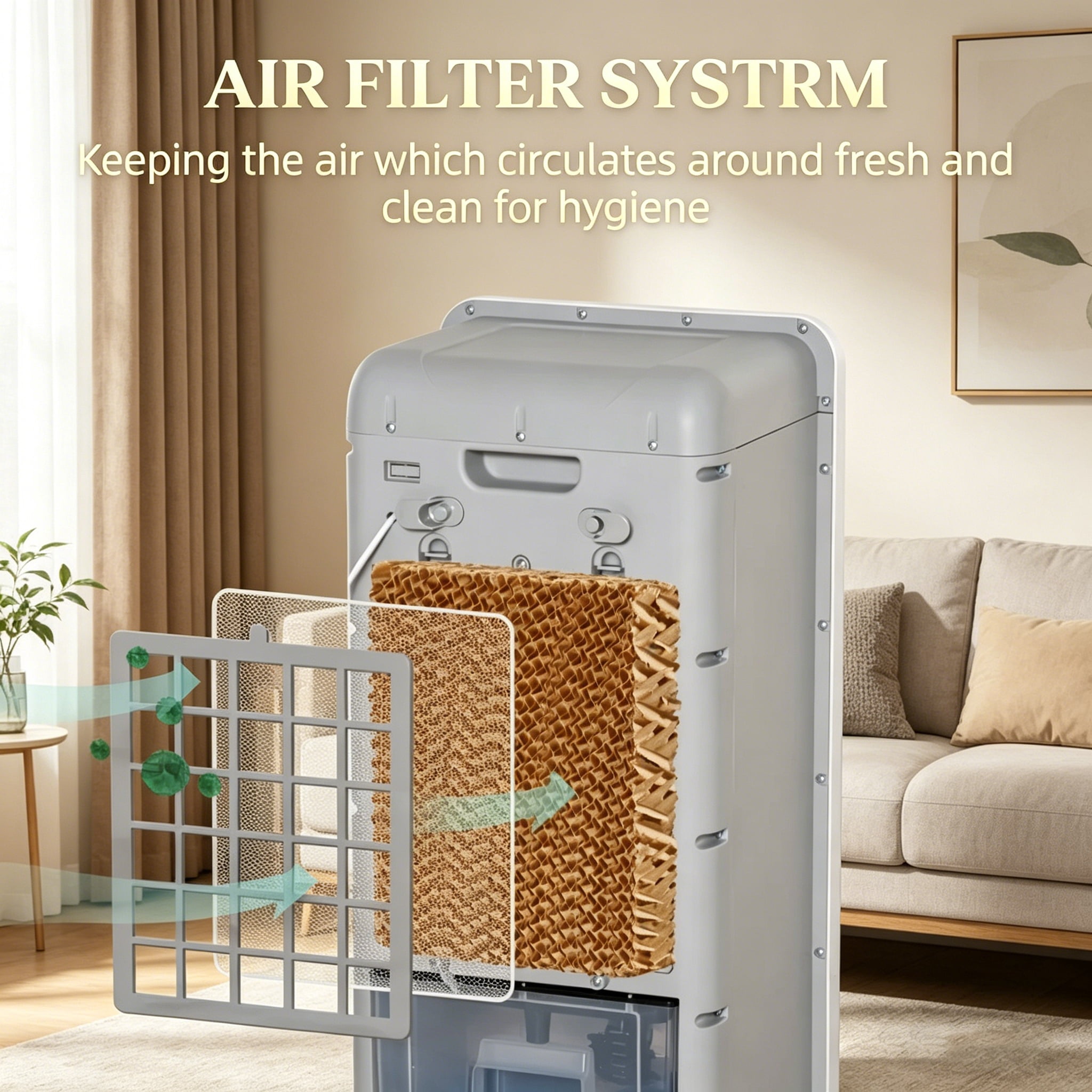 3-in-1 Evaporative Air Cooler, Portable Cooling Fan with Humidifier & Ventilation Function, 3 Modes 3 Speeds, 3.2 Gallon Water Tank, Lockable Wheels for Indoor Use