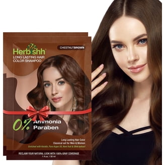Herbishh Chestnut Brown Color Shampoo for Gray Hair, Hair Dye