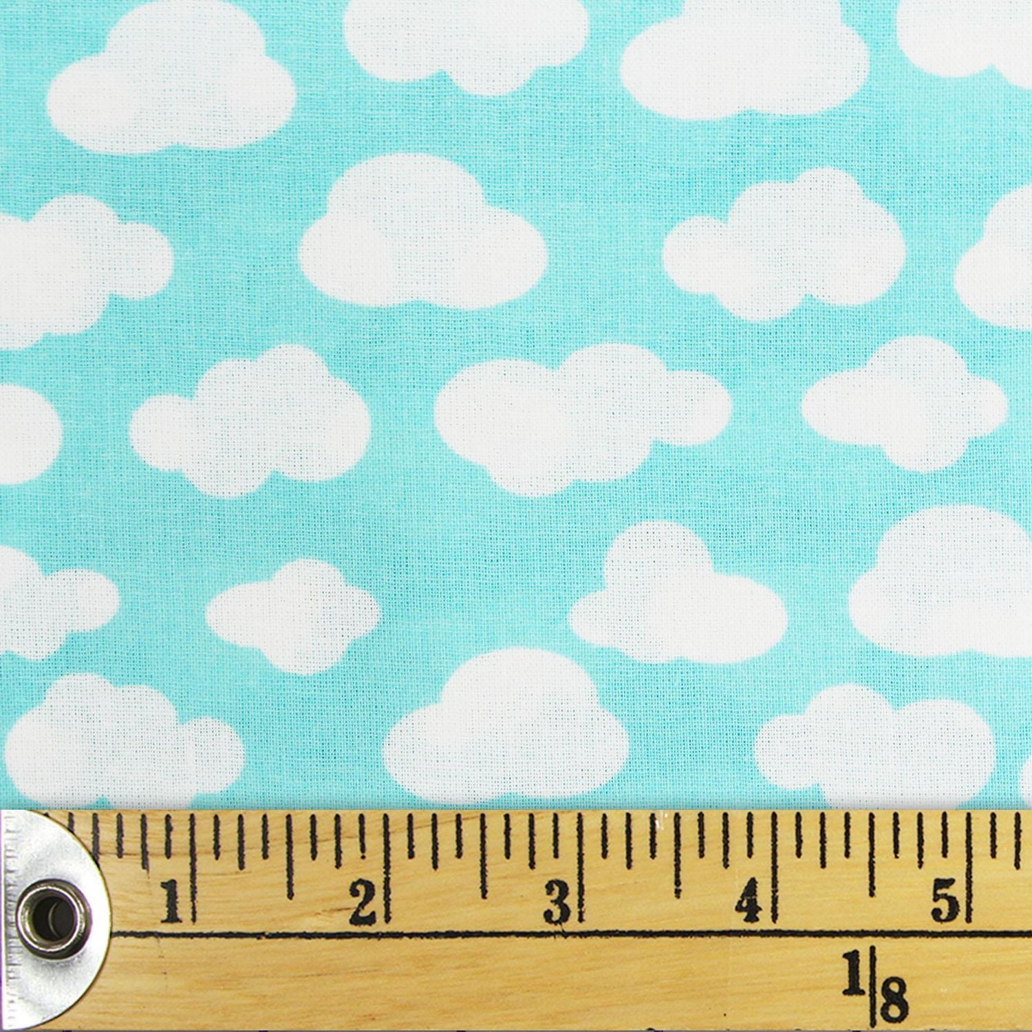 Fabric Creations Fat Quarter, Turquoise with White Clouds, 18" x 21"