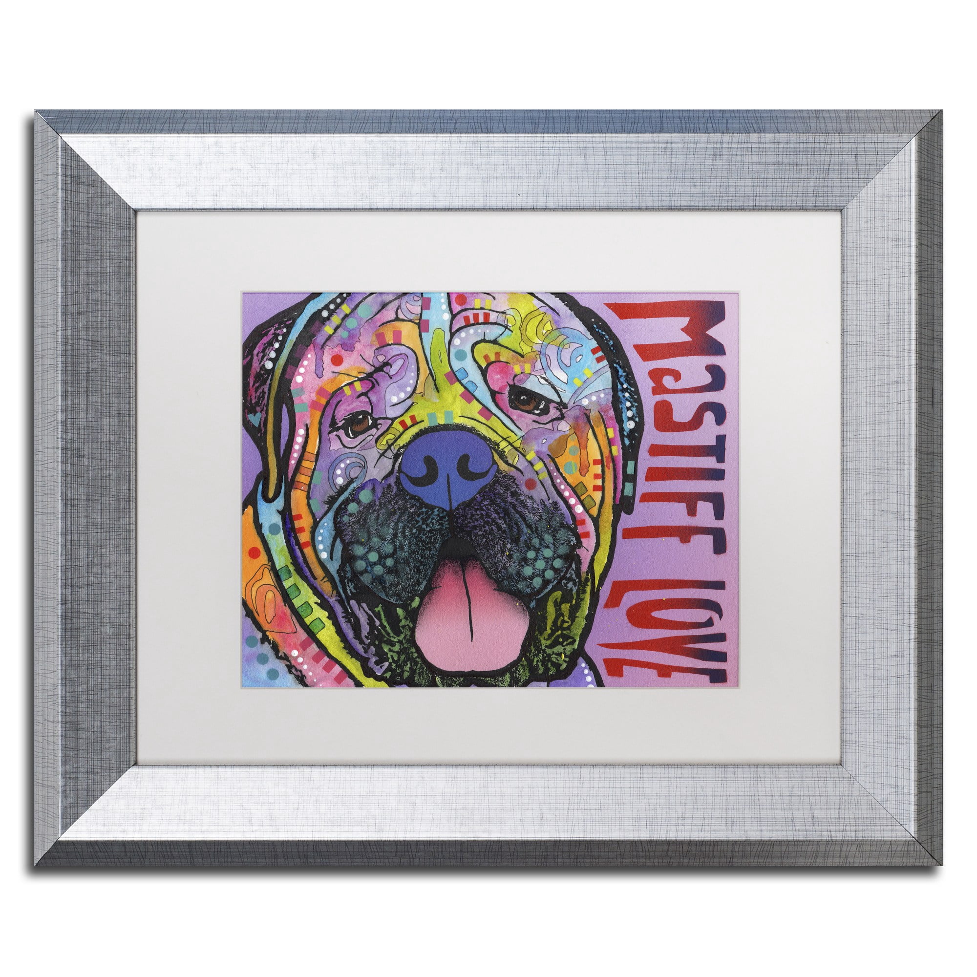 Trademark Fine Art 'Mastiff Love' Canvas Art by Dean Russo, White Matte, Silver Frame