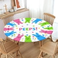thumbnail image 2 of Easter Peeps Round Fitted Tablecloth with Elastic Edge,Water-Resistant Wipeable Spring Colorful Rabbit Bunny Polka Dot Table Cover for 36-40" Stretch Table Cloth for Dinner Indoor Outdoor Party, 2 of 6