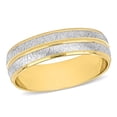 thumbnail image 1 of Alliance de Mariage pour Homme de 6 mm à Double Rangée en Or 14 K Bicolore Mat et Poli Jaune et Blanc, 1 of 5