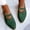 Green, variant on BLTIBY 2025 Weave Sandal for Women Fashion Pointed Toe Closed Toe Cutout Strap Buckle Low Heel Casual Shoes Summer Comfortable Flat Slides Mules Shoes Brown 38