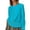 Blue, variant on TEDOYE Women Tshirts Full Sleeve Casual Loose Fit Solid Color Crew Neck Breathable Linen Blend Top For Everyday Wear,Black,L
