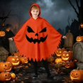 thumbnail image 2 of Rggeeun Children Cape Cute Halloween Themed Pattern Hooded A Line Pointed Hem Loose Fit for Halloween Outdoor Play Casual Capes,Orange,3-4 Years, 2 of 5