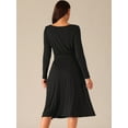 thumbnail image 4 of DARING DIVA Crew Neck Long Midi Sleeve Dress with Pockets S Black, 4 of 6