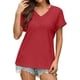 thumbnail image 1 of Xuyuer Womens T Shirts Short Sleeve V Neck Loose Casual Summer Tops Water Soluble Flower Solid Color Loose Comfortable Breathable T-shirt, 1 of 6